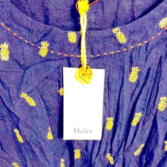 NWT HATLEY Selena Boho Tunic Dress Navy Silver Pineapples Tassels XS MSRP $268 - Picture 8 of 9